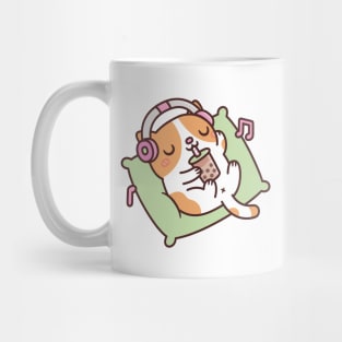 Cute Cat Chilling With Music And Bubble Tea Mug